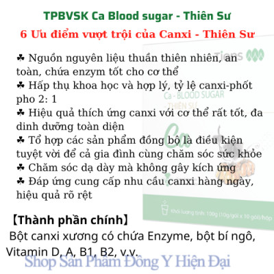 Canxi giúp điều hòa đường huyết - Thiên Sư. TPBVSK Ca - Blood Sugar - Thiên Sư. Ổn định đường huyết, phòng biến chứng tiêu đường.