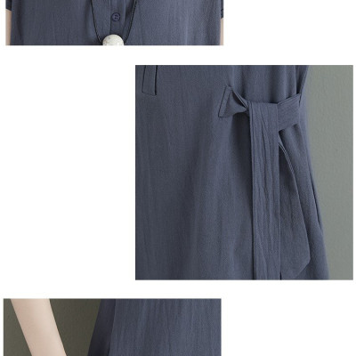 Đầm đũi suông dáng dài chữ A cổ Đức phối cúc ngực có túi 2 bên vải mềm mại, tôn dáng da61