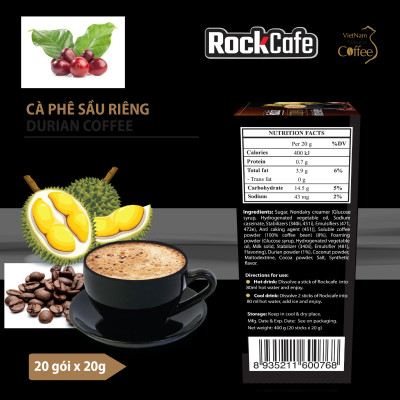 Hộp 20 gói Cà phê Sầu riêng ROCKCAFE (20g/gói)