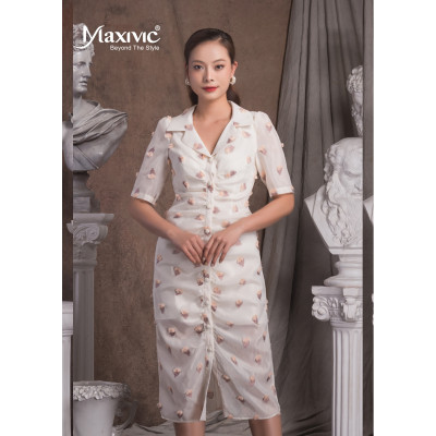 Đầm Sơ Mi Strawberry Clump Dáng Suông Maxivic M012308