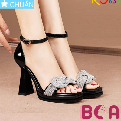 Giày cao gót nữ hở mũi 9 phân RO633 quai cổ chân, quai ngang lấp lánh với những hạt đá siêu xinh, đi tiệc là cực đỉnh