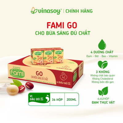 Thùng Sữa Đậu Nành Vinasoy Famigo Đậu Đỏ Nếp Cẩm (200ml x 36 Hộp)