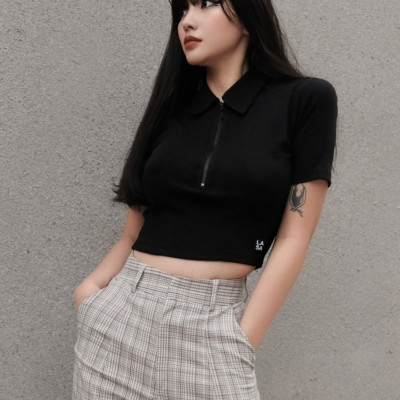 LAAS Áo cổ polo DK đen cá tính năng động