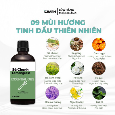 Tinh dầu xông phòng 500ml, 1 Lít - Tinh dầu thiên nhiên nguyên chất, đuổi muỗi iCHARM