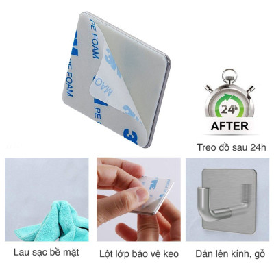 Combo 4 móc treo đồ quần áo dán tường inox 304 HOBBY Home Decor V35-4