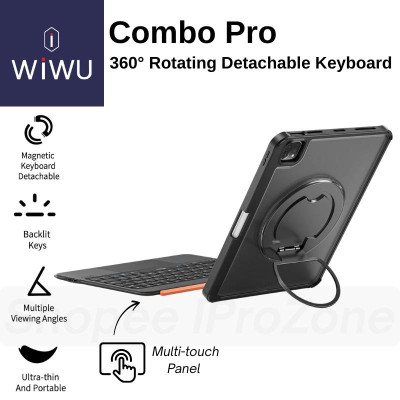 Bao Da Bàn Phím WIWU Combo Pro 3in1 MK-007 Keyboard cho IPad Gen 11 A16 ,10 2022,pro 11 inch M4, Air 4,5,6 M2 2024 - Hàng chính hãng