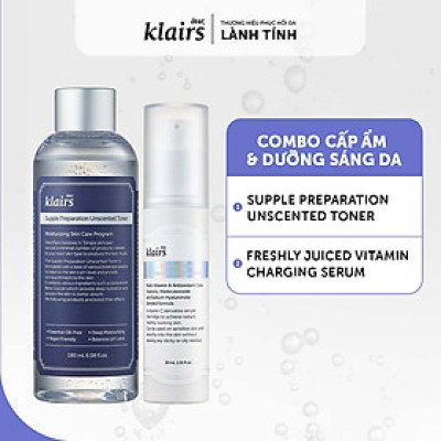 Combo Tinh chất Dear, Klairs Freshly Juiced Vitamin Charging Serum 30ml+ toner 180ml