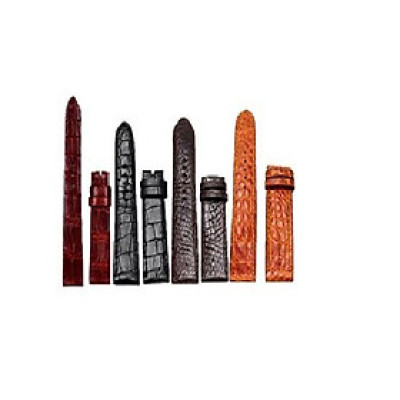 HJ8201-02-03-05 - Dây đồng hồ da cá sấu size 16, 18, 20 màu đen, nâu đất, vàng, nâu đỏ