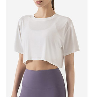 Áo pull ngắn crop top màu trắng năng động, trẻ trung cho nữ