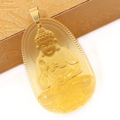 Mặt A Di Đà pha lê vàng 5cm