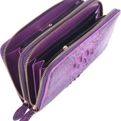 Ví Nữ Da Cá Sấu Nhiều Ngăn Huy Hoàng HT3274 (11 x 22 cm) - Tím