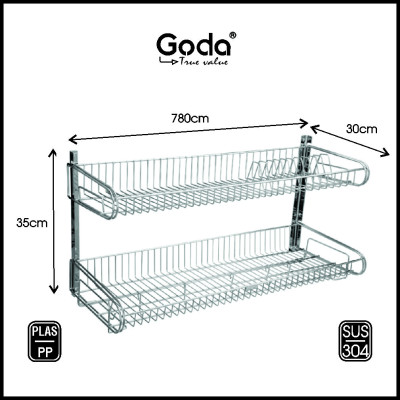 Kệ Mâm 2 Tầng Úp Chén Dĩa Có Khay Hứng Goda PT967