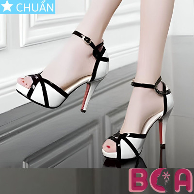 Giày cao gót nữ hở mũi gót nhọn 8 phân RO554 ROSATA tại BCASHOP viền đen cách điệu và độc đáo, thiết kế rất thời trang
