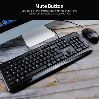 Chuột và Bàn phím Có dây Combo 104 uFound U-760 Phím Decibel Thấp Bàn phím chống Spatter + Tắt tiếng Chuột Có dây USB