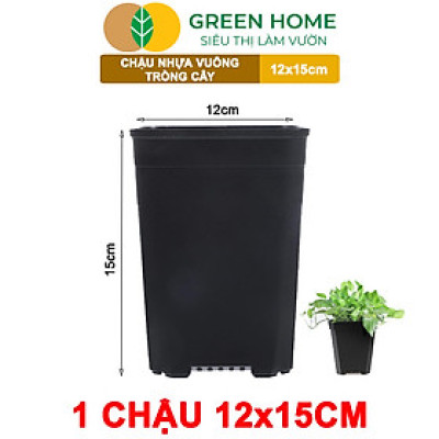 Chậu Vuông Trồng Cây Greenhome, Nhiều Kích Thước, Nhựa Cứng, Thoát Nước Tốt, Trồng Hoa, Kiểng Lá