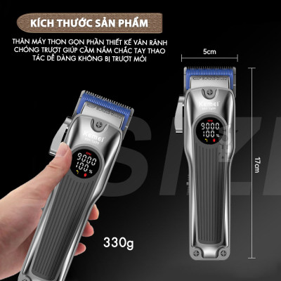 Tông đơ cắt tóc chuyên nghiệp Kemei KM-1699 lưỡi cắt mạ carbon công suất 8W tốc độ cắt 9000RPM - Hàng chính hãng