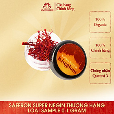 Combo nhụy hoa nghệ tây saffron Kingdom Herb chính hãng thượng hạng 1g x 2 hộp (tặng bình thuỷ tinh cao cấp, táo đỏ, nhíp gắp)