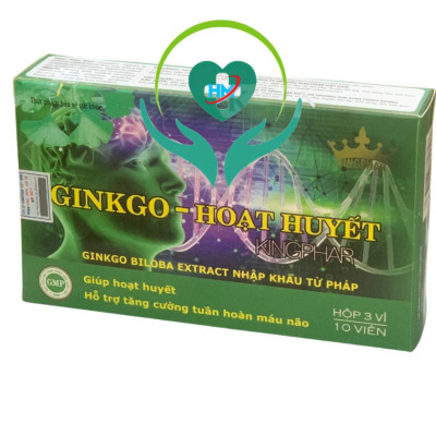 Viên uống tăng cường tuần hoàn não Ginkgo - Hoạt huyết Kingphar, hộp 30v