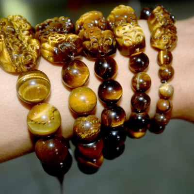 Vòng tay chuỗi đá mắt hổ tỳ hưu-nhiều cỡ ly