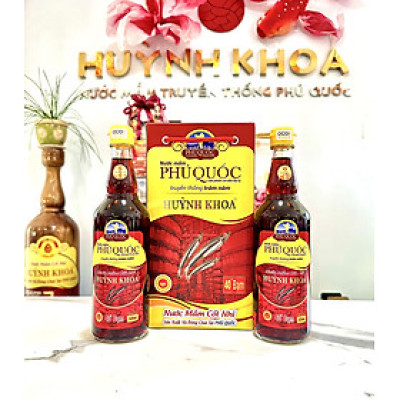 Đặc Sản Kiên Giang - Nước mắm truyền thống Phú Quốc - Huỳnh Khoa 40 độ đạm (Cặp 2 chai 520ml)
