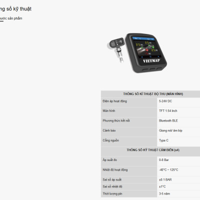 Bộ cảm biến áp suất lốp cao cấp VIETMAP TW50 - Hàng chính hãng