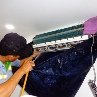 Túi vệ sinh máy lạnh, đuôi 2.5 mét, miệng 1.8 mét, áo bạt trùm rửađiều hòa treo tườn, dụng cụ vệ sinh máy lạnh, tặng kèm dây xỏ, hàng chính hãng, Điện Lạnh Thuận Dung