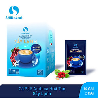 Cà phê hòa tan Arabica sấy lạnh 3 in 1 - SHIN Cà Phê - Hộp 10 gói