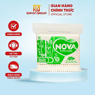 [Lố 12 túi] Tăm bông vệ sinh người lớn NOVA thân trúc [TB01-514] túi 100 que