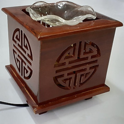 Đèn xông tinh dầu hình vuông -nâu đỏ