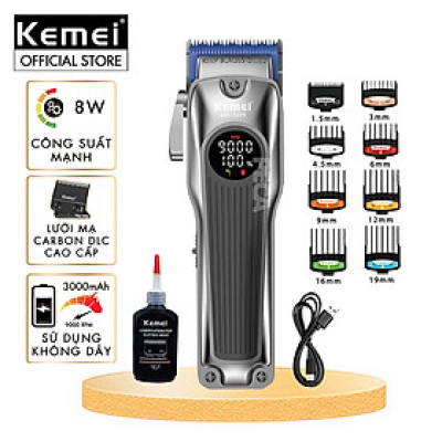 Tông đơ cắt tóc chuyên nghiệp Kemei KM-1699 lưỡi cắt mạ carbon công suất 8W tốc độ cắt 9000RPM - Hàng chính hãng