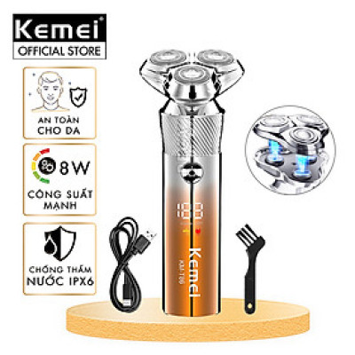 Máy cạo râu khô và ướt KEMEI KM-T86 chống thấm nước IPX6 công suất 8W sạc USB nhanh 1.5 giờ - Chính hãng