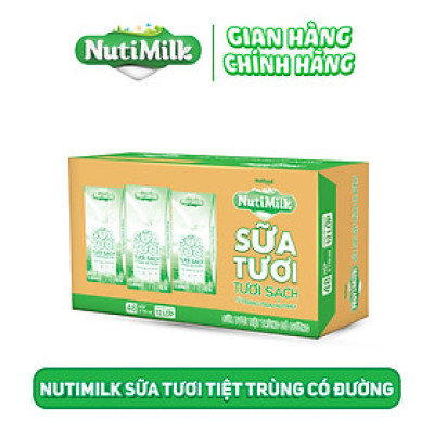 Thùng 48 Hộp NutiMilk Sữa tươi 100 điểm - Sữa tươi tiệt trùng Có đường 110ml TU.STCD110TI NUTIFOOD