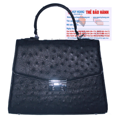Túi hộp đeo chéo nữ Huy Hoàng da đà điểu màu đen HC6457