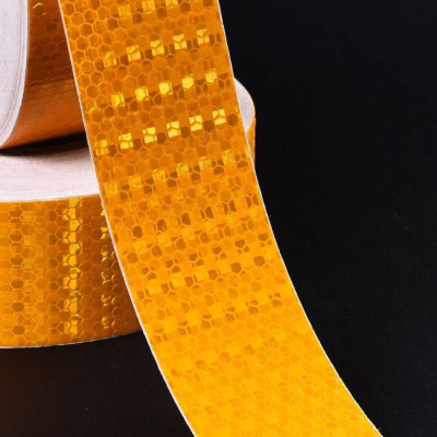 Băng Dán Cuộn Decal Phản Quang Dán Xe Ô Tô, Xe Máy, Xe Tải 25 mét x 5cm Màu Vàng, Chất Liệu PVC Chống nước tốt, Dán Cảnh Báo An Toàn Ban Đêm - Mai Lee