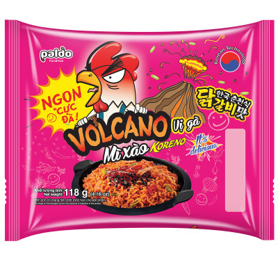 Thùng 24 Gói Mì Xào Koreno Vị Gà Volcano 118g