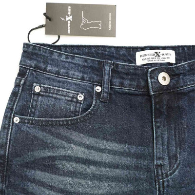 Quần Short Jeans Nam Rách Cao Cấp HUNTER  X-RAYS Form Slimfit Thun Màu Xanh S62