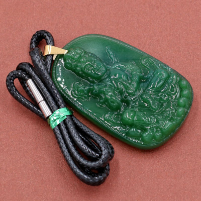 Dây chuyền mặt Quan Âm Bồ Tát - thạch anh xanh 5.7cm DEQAXL2