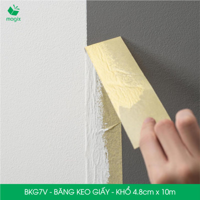 BKG7V - Block 3 cuộn băng keo giấy khổ 4.8cm x 10m - Băng dính giấy viết được, chặn màu sơn