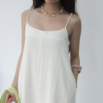 DOTTIE - Đầm midi hai dây - Trắng - D0713