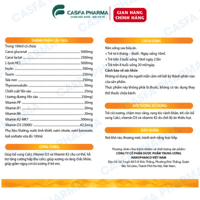 COMBO Cao: 3 Canxi hữu cơ cho bé và 3 Kẽm ZIN C Hanopharco