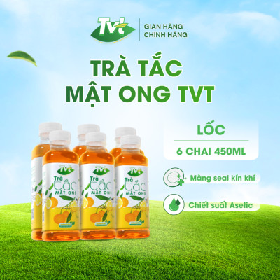 [Lốc 06 chai 450ml] Trà Tắc Mật Ong TVT tinh chất trà xanh, mật ong, quả tắc, mát lành thanh khiết, tốt cho tim mạch