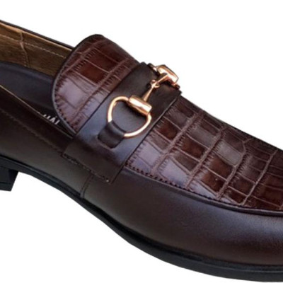 Giày tây nam Trường  Hải da bò dập vân cá sấu màu nâu  cao cấp đế cao 4cm GT210