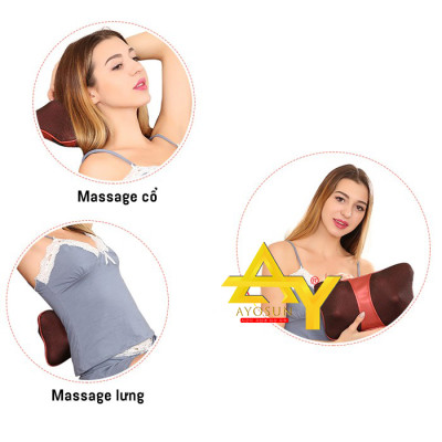 Gối massage Ayosun màu đỏ mận