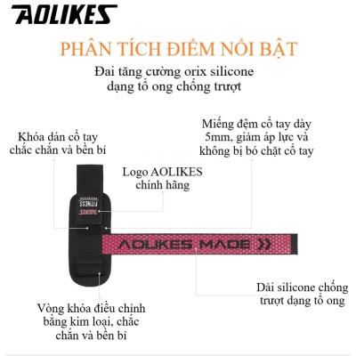 Dây kéo lưng trợ lực cổ tay AOLIKES AL7633 nâng tạ tập gym sports fitness protection help wristbands