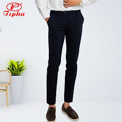 Quần tây màu xanh đen ống côn, form body, dáng ôm, chất liệu co giãn, không ly, hiệu Amazing