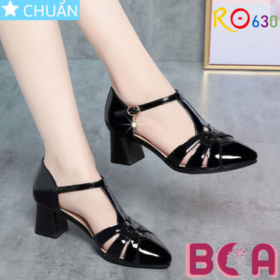 Sandal nữ mũi nhọn đế thấp 5 phân RO630 ROSATA tại BCASHOP thiết kế cắt xẻ cá tính, đá tòn ten dịu dàng cho set công sở