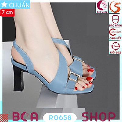 Sandal nữ hở mũi 7 phân RO658 ROSATA tại BCASHOP quai sau phối thun êm ái, thiết kế độc đáo và sang trọng, thời trang