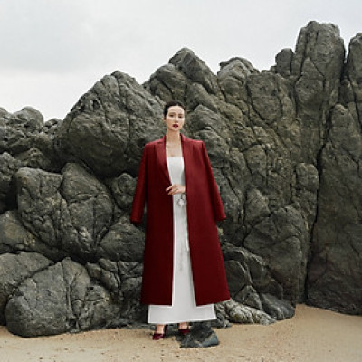 Áo khoác dáng măng tô dài Carmy thiết kế cao cấp WHITE CHIC