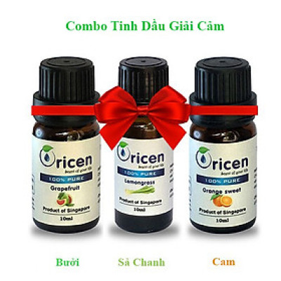 Combo Tinh Dầu Giải Cảm Oricen 3 chai 10ml - Sả Chanh + Cam Mỹ + Bưởi Hồng