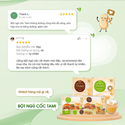 Bột ngũ cốc nảy mầm Tami không đường 900g TÂM MINH FOODS